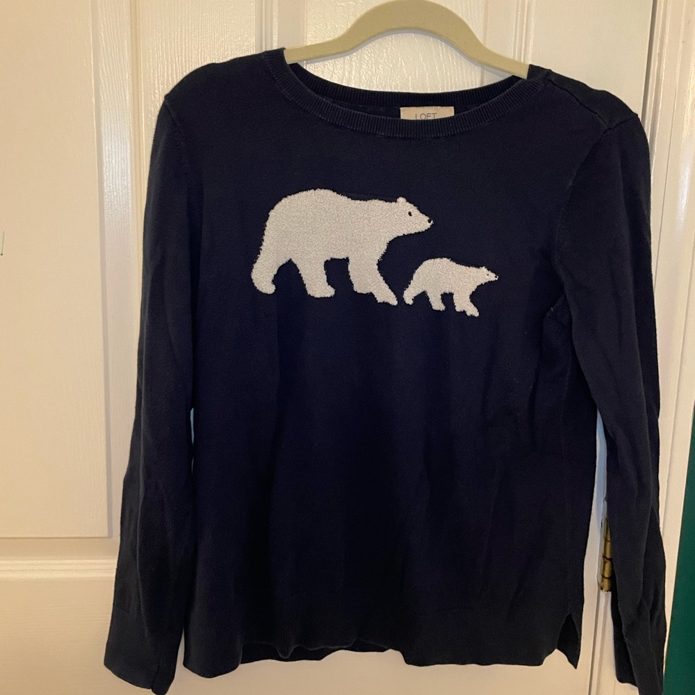 Loft navy polar bear sweater